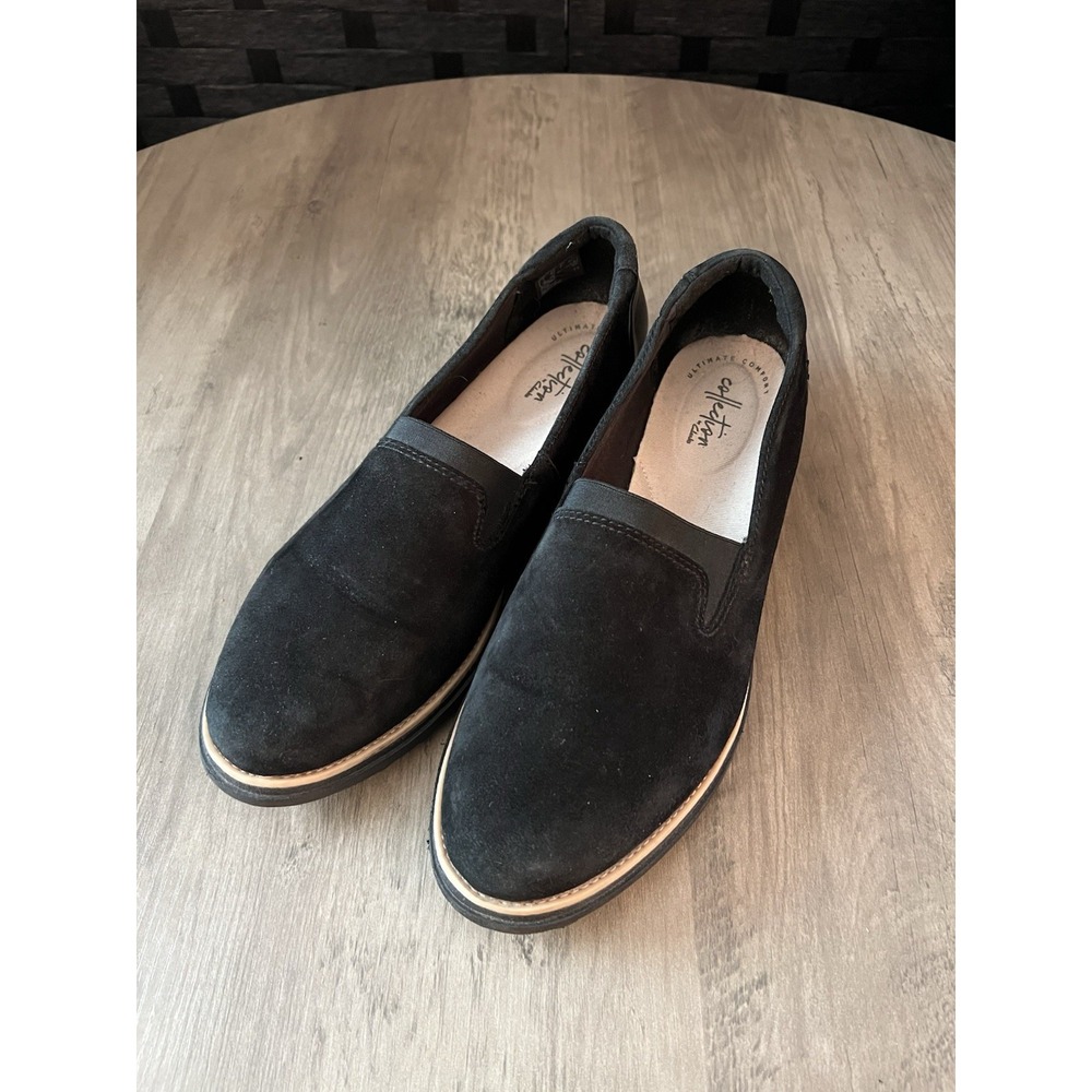Collection by Clarks Women's Black Suede Loafers Slip-on Shoes Sz 9.5 M VGC!